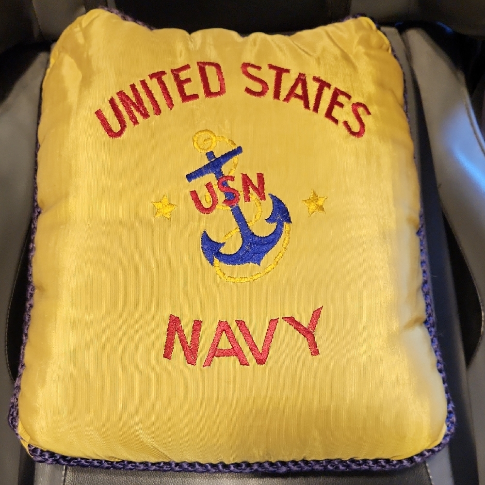 Navy Emblem Decorative Pillow - Yellow and Blue